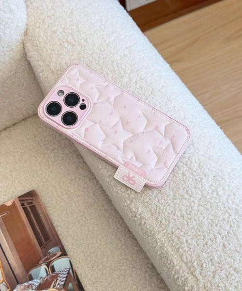 スマホケース フェイクレザー 星柄 キルティング iPhone ケース 13.15