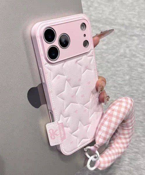 スマホケース フェイクレザー 星柄 キルティング iPhone ケース 13.15