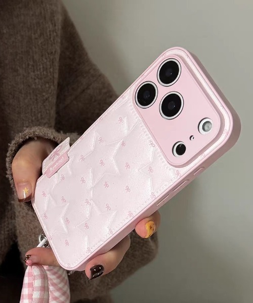 スマホケース フェイクレザー 星柄 キルティング iPhone ケース 13.15
