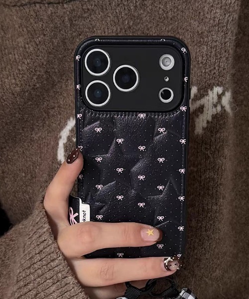 スマホケース スター モチーフ キルティング iPhone ケース 13.15
