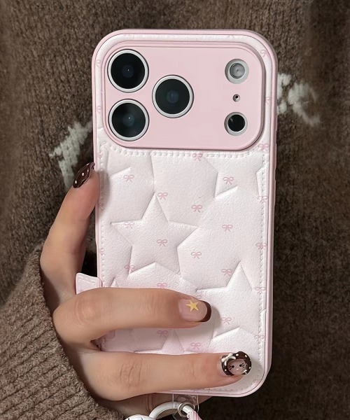スマホケース フェイクレザー 星柄 キルティング iPhone ケース 13.15
