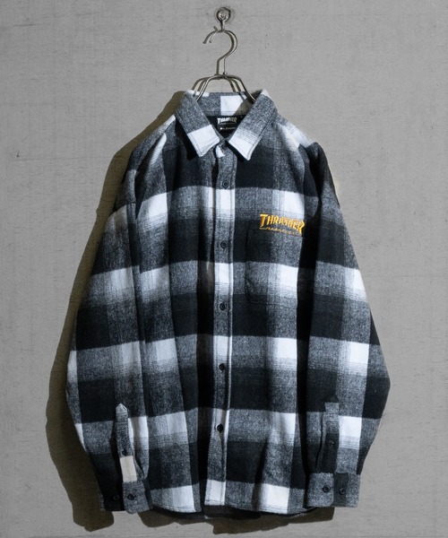 「THRASHER」 長袖シャツ LARGE ブラウン メンズ_画像2