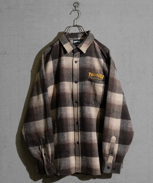 「THRASHER」 長袖シャツ LARGE ブラウン メンズ_画像4