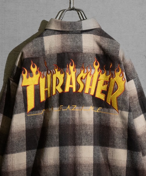 「THRASHER」 長袖シャツ LARGE ブラウン メンズ_画像5