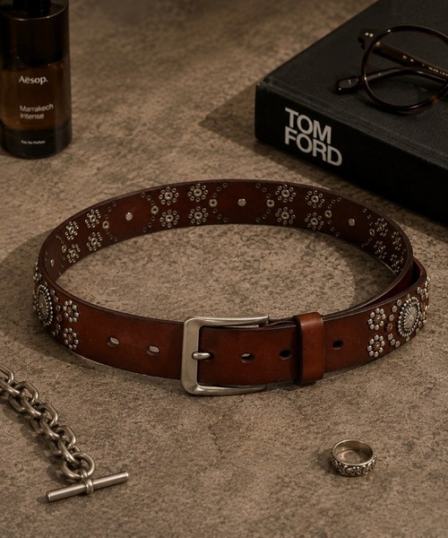 VIBGYOR ベルト 「Bls」「ZA」「Bling Leads」本革スタッズベルト(BL