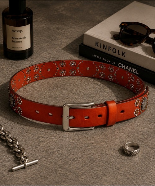 VIBGYOR ベルト 「Bls」「ZA」「Bling Leads」本革スタッズベルト(BL