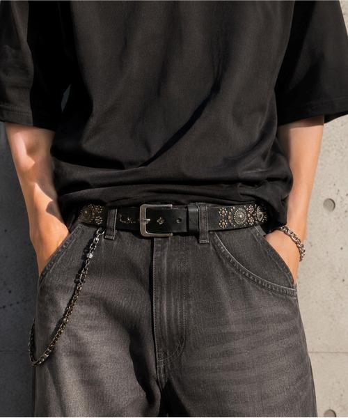 VIBGYOR ベルト 「Bls」「ZA」「Bling Leads」本革スタッズベルト(BL