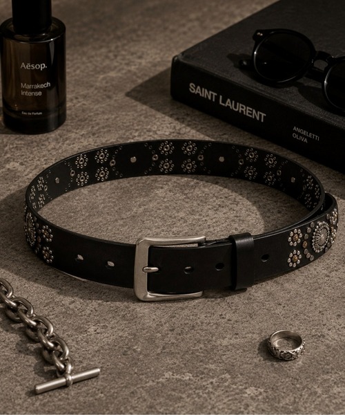 VIBGYOR ベルト 「Bls」「ZA」「Bling Leads」本革スタッズベルト(BL