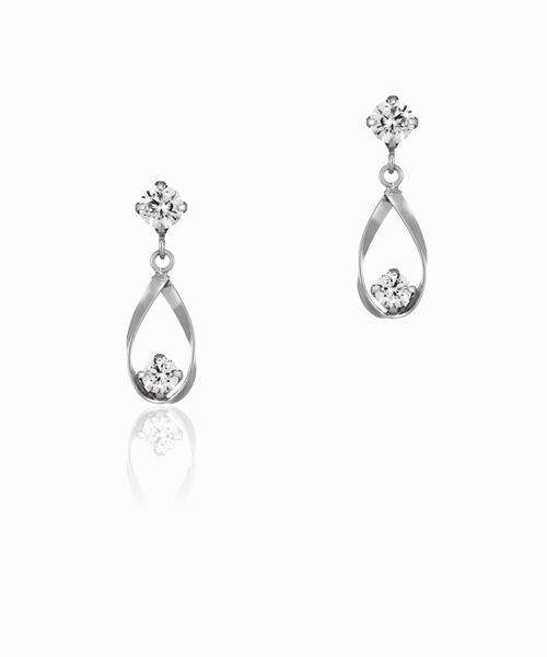 ピアス K10ホワイトゴールド ピアス レディースの画像