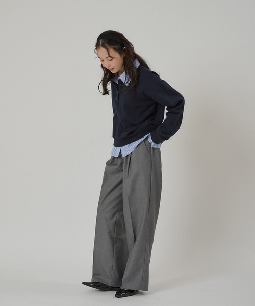「MUHET」 スラックス SMALL グレー レディース_画像3