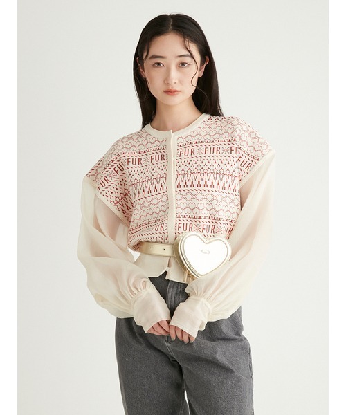 「FURFUR」 ニットカーディガン ONE SIZE ブルー レディース_画像2