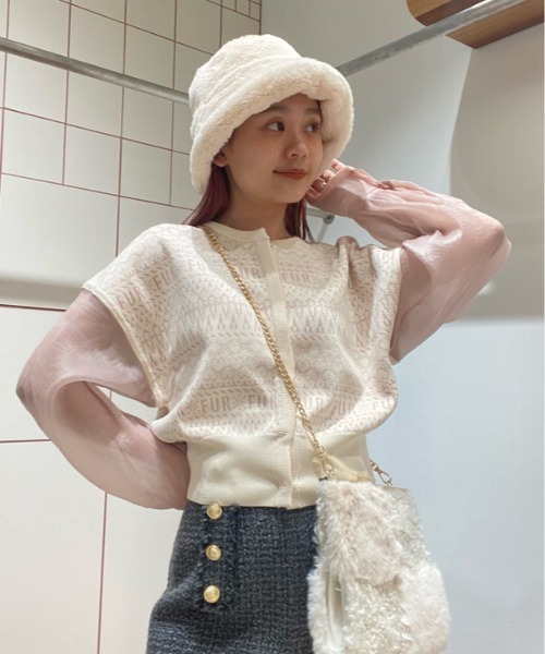 「FURFUR」 ニットカーディガン ONE SIZE ブルー レディース_画像3