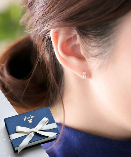 Phoebe（フィービー） ピアス 「K10」ジルコニアプチピアス/BOX付き