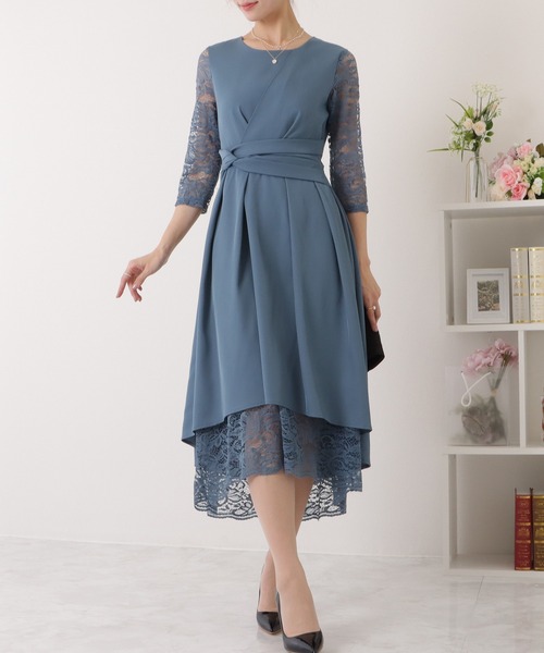 Lace Ladies（レースレディース） ワンピース 裾レース ウエスト絞り