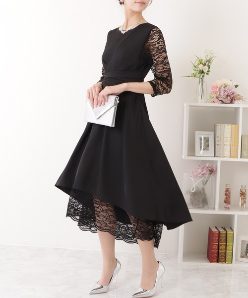 Lace Ladies（レースレディース） ワンピース 裾レース ウエスト絞り