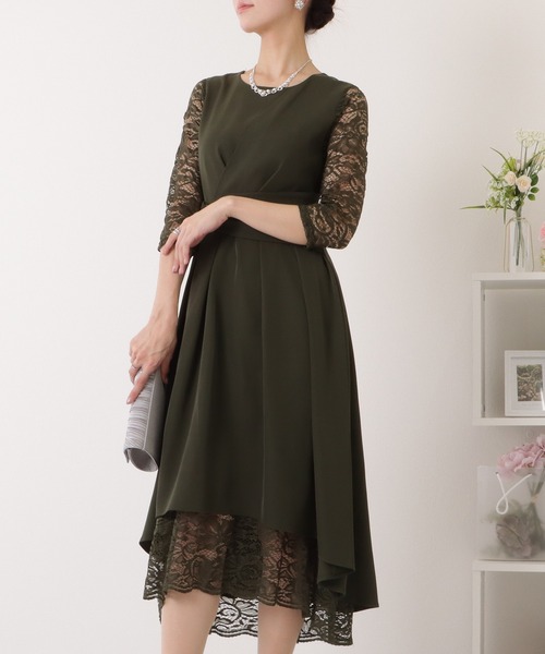 Lace Ladies（レースレディース） ワンピース 裾レース ウエスト絞り