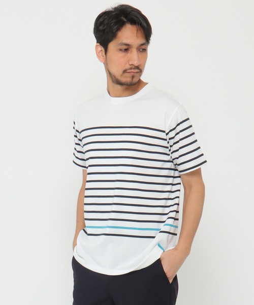 ikka tシャツ VORTEXパネルボーダーTシャツ メンズ : ZOZOTOWN