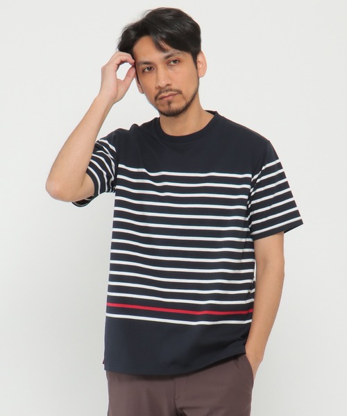 ikka tシャツ VORTEXパネルボーダーTシャツ メンズ : ZOZOTOWN