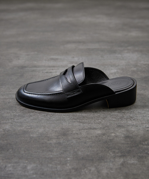 靴 PADRONE BL CUT OFF LOAFERS BLACK PADRONE 革靴 ローファー スリッポン パドローネ BL CUT OFF