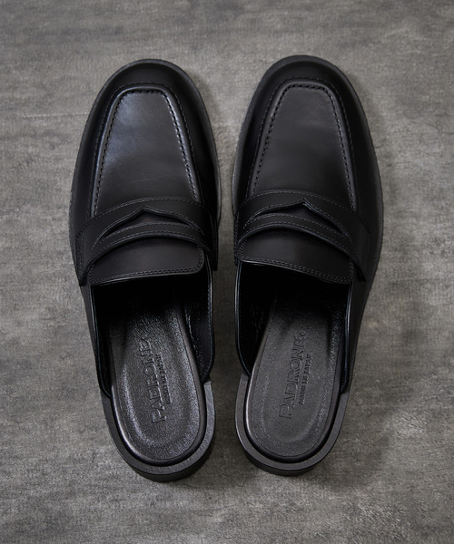 靴 PADRONE BL CUT OFF LOAFERS BLACK And A サンダル PADRONE パドローネ / BL CUT OFF LOAFERS