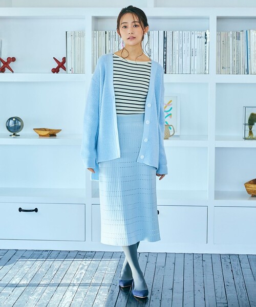 組曲（KUMIKYOKU） スカート 「洗える」アイレットパターン ニット