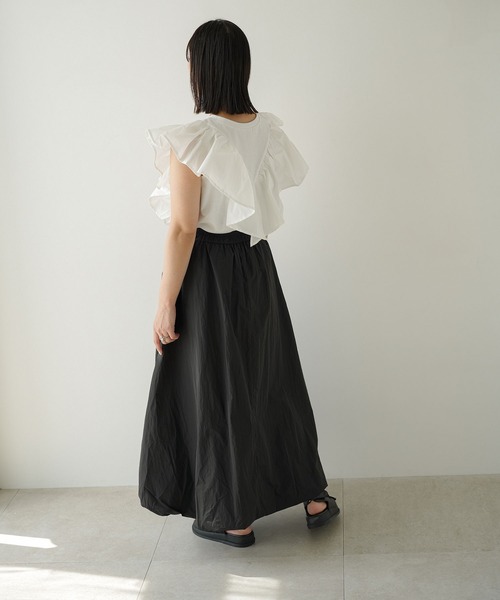 the toeホワイト フリル付き 半袖トップス S alotta tシャツ 肩開き2WAYフリルデザイントップス