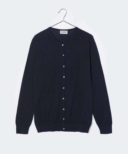 美品 ジョンスメドレー ボタンレス カーディガン シーアイランドコットン 紺 M JOHN SMEDLEY（ジョンスメドレー） カーディガン レディース