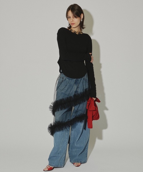 tシャツ 2way U neck rib top/2way Uネックリブトップス