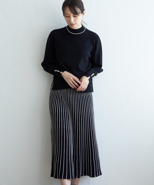 IKKA LOUNGE セットアップ 「2点セット」配色ニットアップ レディース