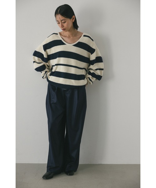 ニット セーター ミックスボーダー2WAYニット レディース STYLEMIXER ニット セーター 2WAYボーダーニット レディース