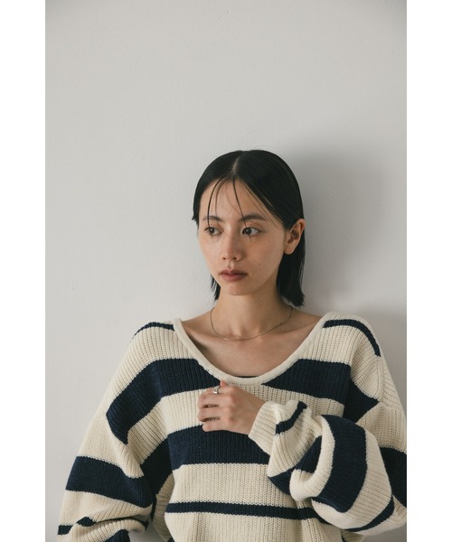 ニット セーター ミックスボーダー2WAYニット レディース STYLEMIXER ニット セーター 2WAYボーダーニット レディース