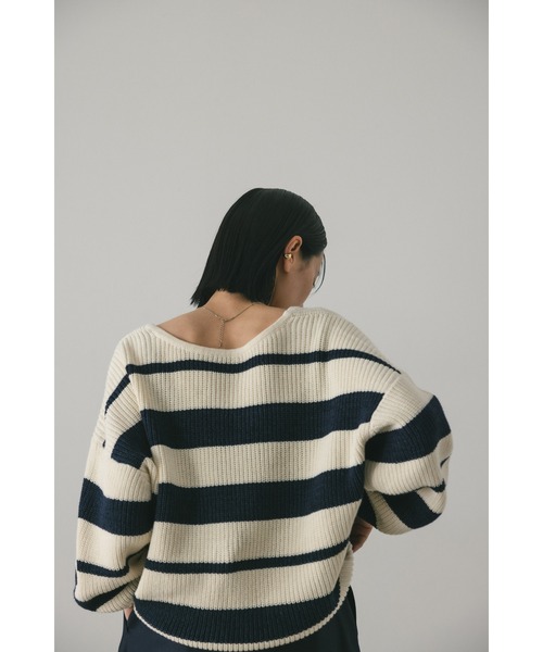 ニット セーター ミックスボーダー2WAYニット レディース STYLEMIXER ニット セーター 2WAYボーダーニット レディース