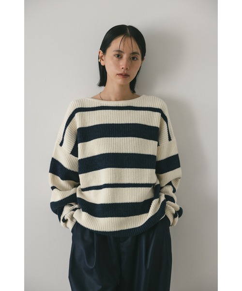 ニット セーター ミックスボーダー2WAYニット レディース STYLEMIXER ニット セーター 2WAYボーダーニット レディース