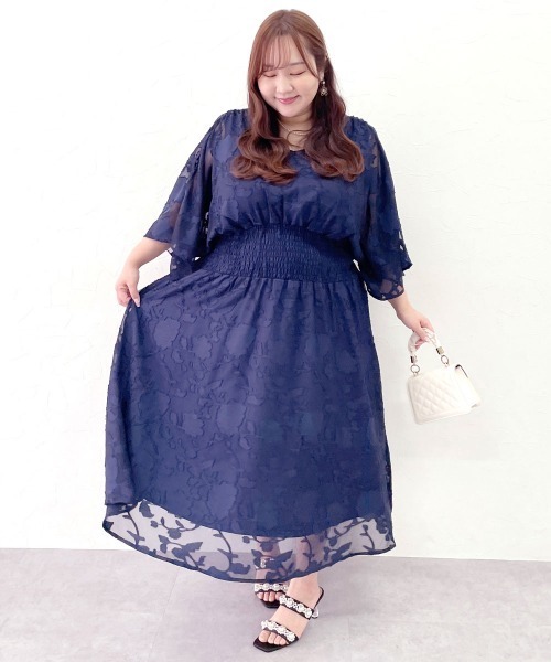 marun（マルン） ワンピース 夏 半袖 「大きいサイズ」 袖スリット