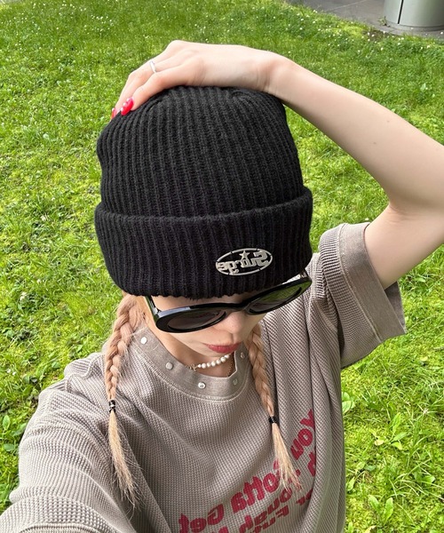 ニット帽 ニットキャップ シルバーネームプレートビーニー メンズ