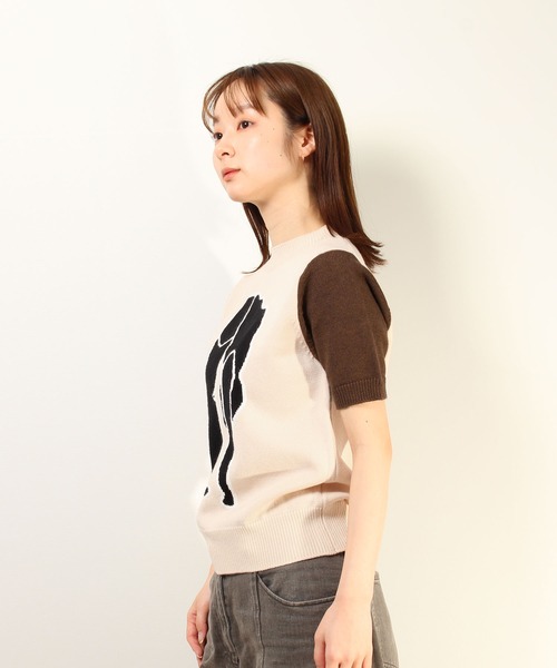 ニット セーター Common Noun/SPORTS Kana Akiyama 半袖ニットプルオーバー レディース メンズ ニット セーター Common Noun/SPORTS Kana Akiyama 半袖ニット
