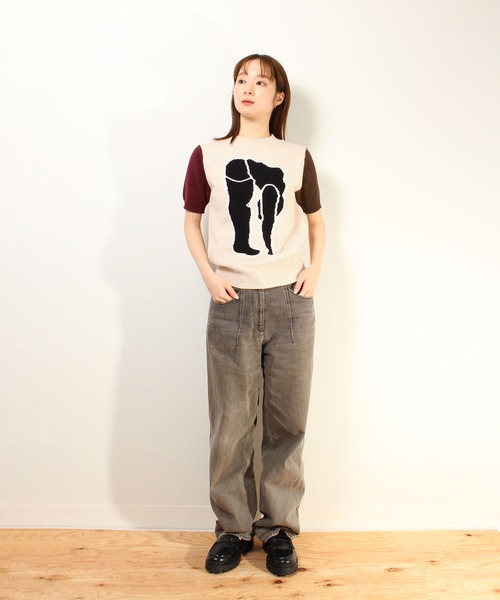 ニット セーター Common Noun/SPORTS Kana Akiyama 半袖ニットプルオーバー レディース メンズ ニット セーター Common Noun/SPORTS Kana Akiyama 半袖ニット