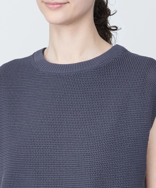 無印良品（MUJI） ニット 婦人 強撚メッシュフレンチスリーブセーター