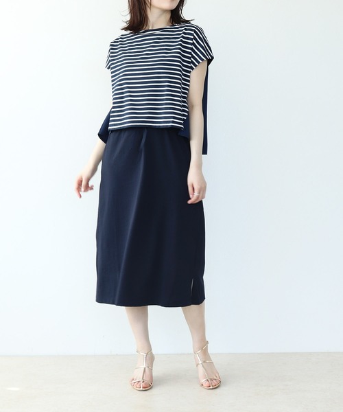 Jines（ジネス） ワンピース 半袖 ボーダーTシャツセットワンピース
