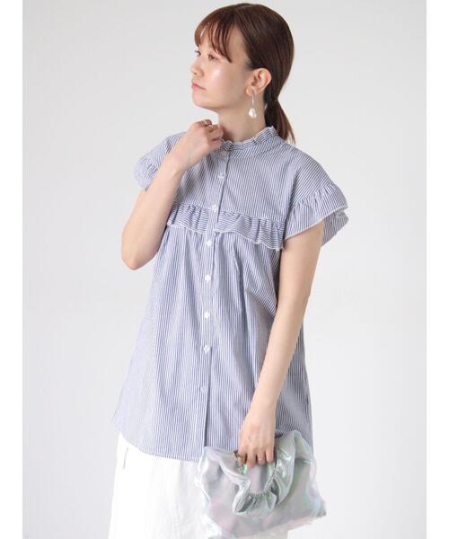 ブラウス シャツ 前後2way  フリルブラウス レディース Lugnoncure シャツ ブラウス 前後2WAYフリルブラウス レディース