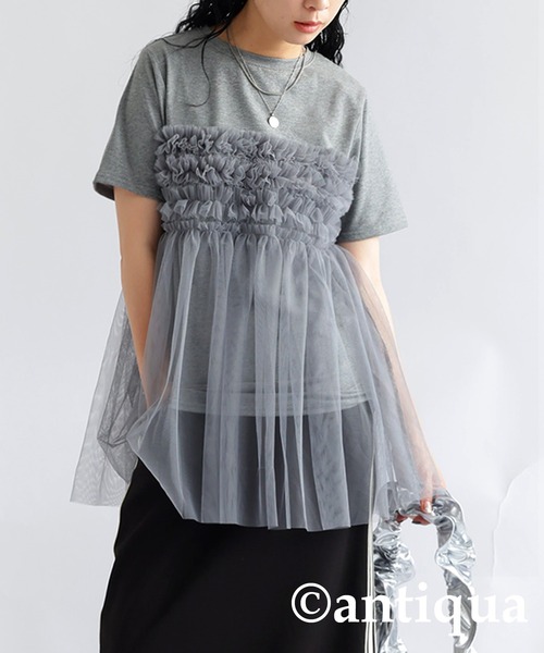 antiqua（アンティカ） antiqua tシャツ 半袖 フリルチュール
