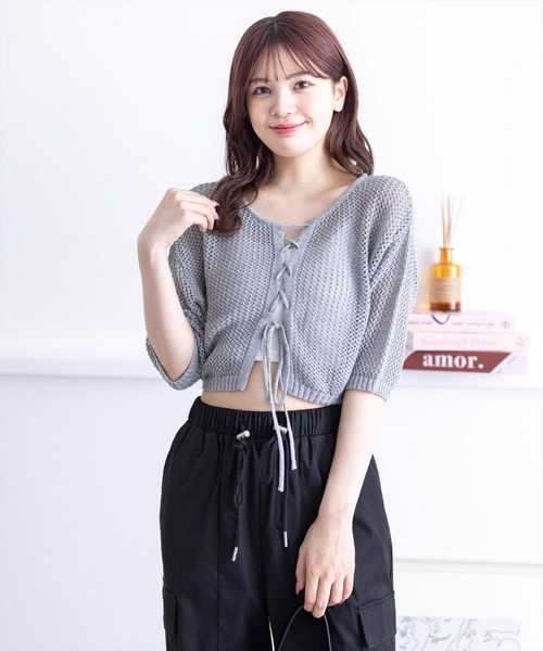 ニット セーター 透け感がオトナ新ニットTシャツ肩メッシュトップス レディース 透け感がオトナ新ニットTシャツ肩メッシュトップス（ニット