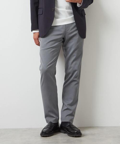 【ネイビー】ソフトサーモヘリンボーンスリムテーパード5ポケットパンツ MEN'S MELROSE｜ソフトサーモヘリンボーンスリムテーパード5ポケット