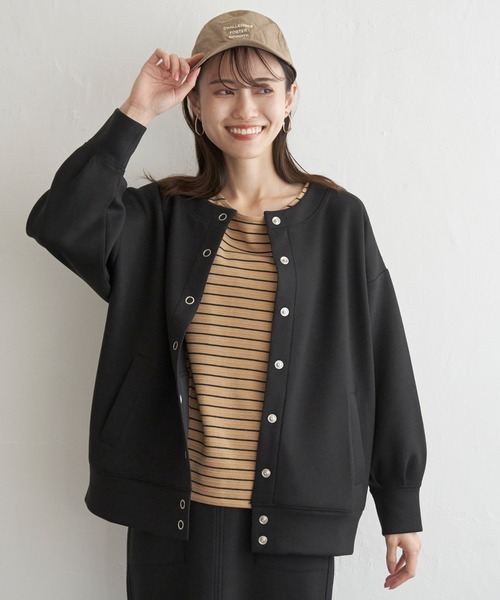 未使用タグ付き　DAMA collection　カーディガン　洗濯可　Mサイズ index（インデックス） カーディガン ロゴ刺繍クルーカーディガン