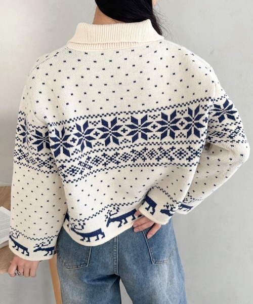 CLEA ニット セーター ノルディックカウチンジップニットカーディガン