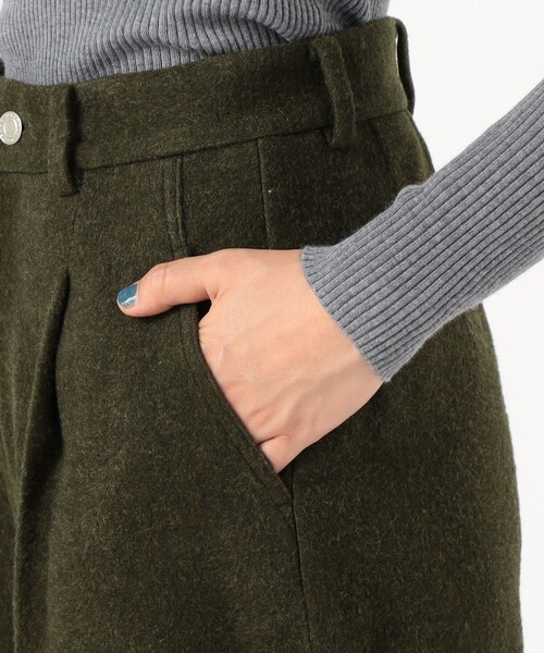 MACPHEE パンツ ブラッシュドウール ハイウエストパンツ