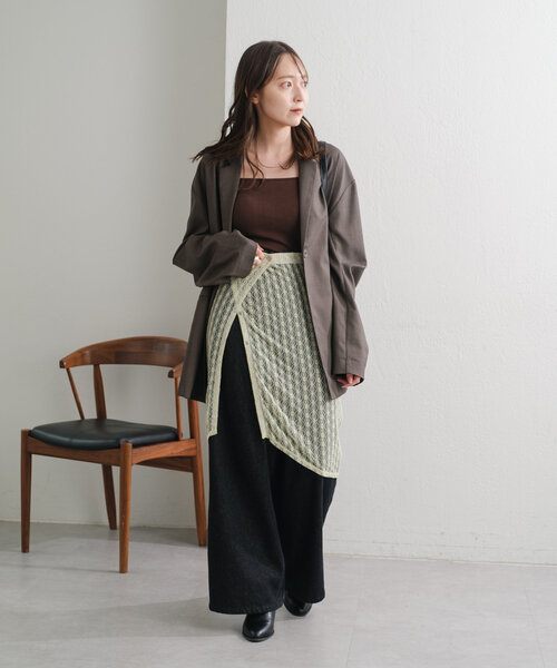 Kastane ベルト 「4色展開」レースラップスカート レディース