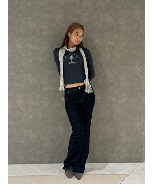 LAGUA GEM ラグアジェム BIG PRINT ロングTシャツ LAGUA GEM tシャツ FLOWER PRINT ロングTシャツ レディース
