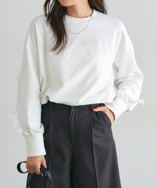 Pierrot（ピエロ） トレーナー スウェット ライトスウェットフリル