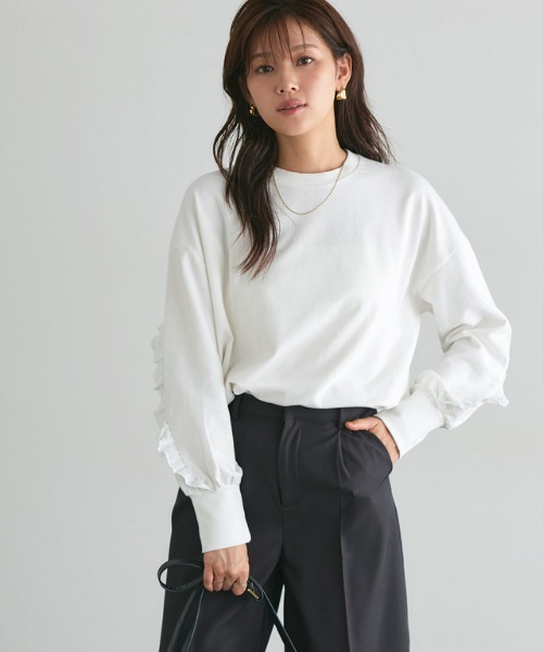 Pierrot（ピエロ） トレーナー スウェット ライトスウェットフリル